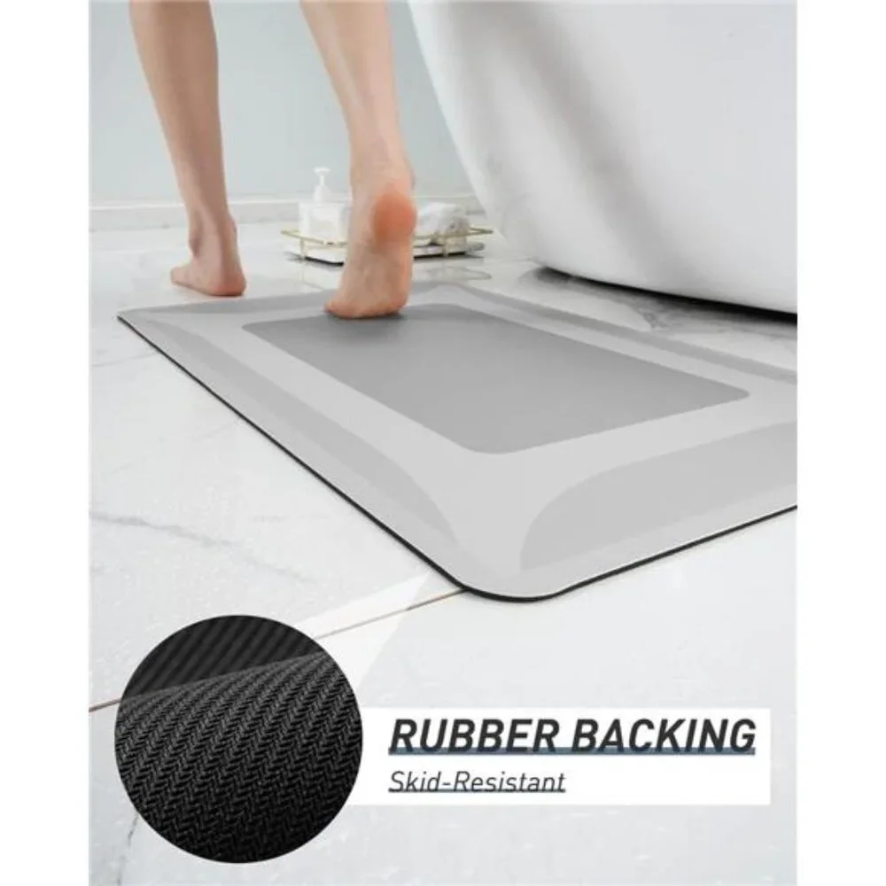 Bath Rug-Quick Dry Absorbent Rubber Backed Thin Bathroom Rugs Fit Under Door
